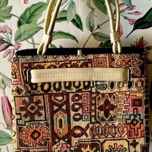 Vintage Multicoloured Woven Fabric Covered Shoulder Bag